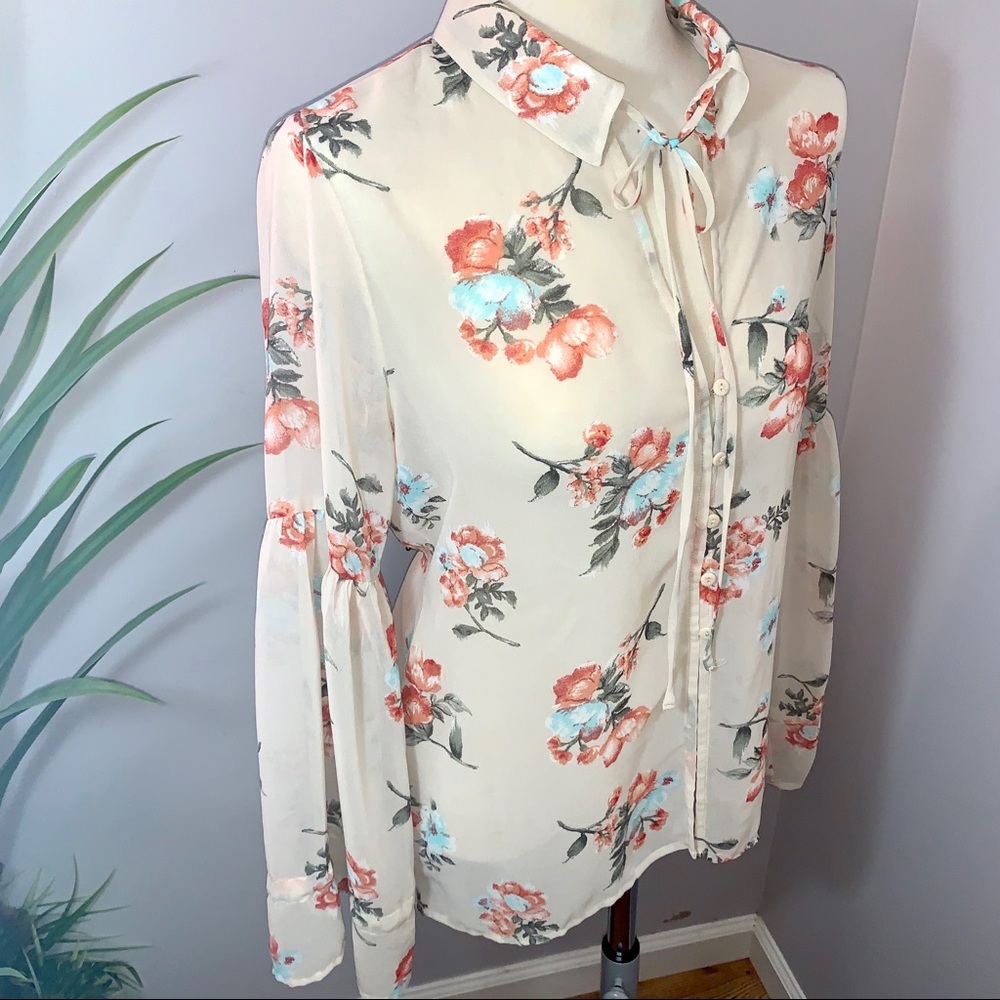 Forever 21 Contemporary Sheer Floral Blouse
